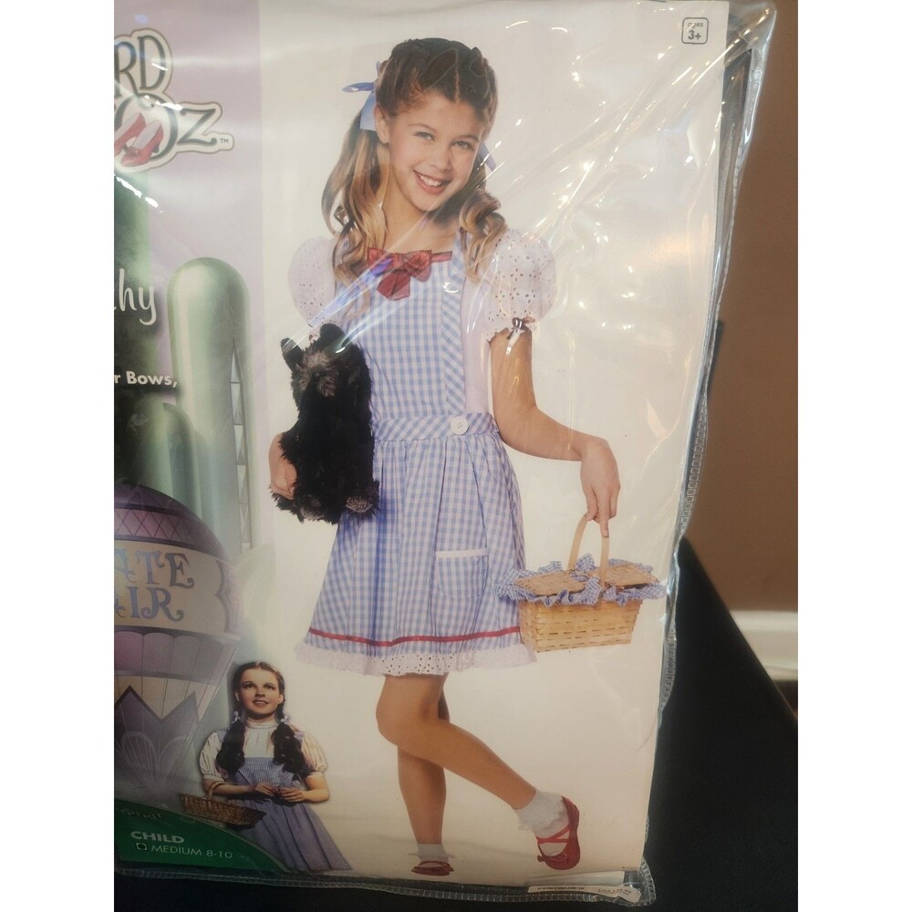 Wizard of Oz Dorothy Costume Child Girls Size 8/10 Dress Hair Bows Slippers NEW - Picture 4 of 4
